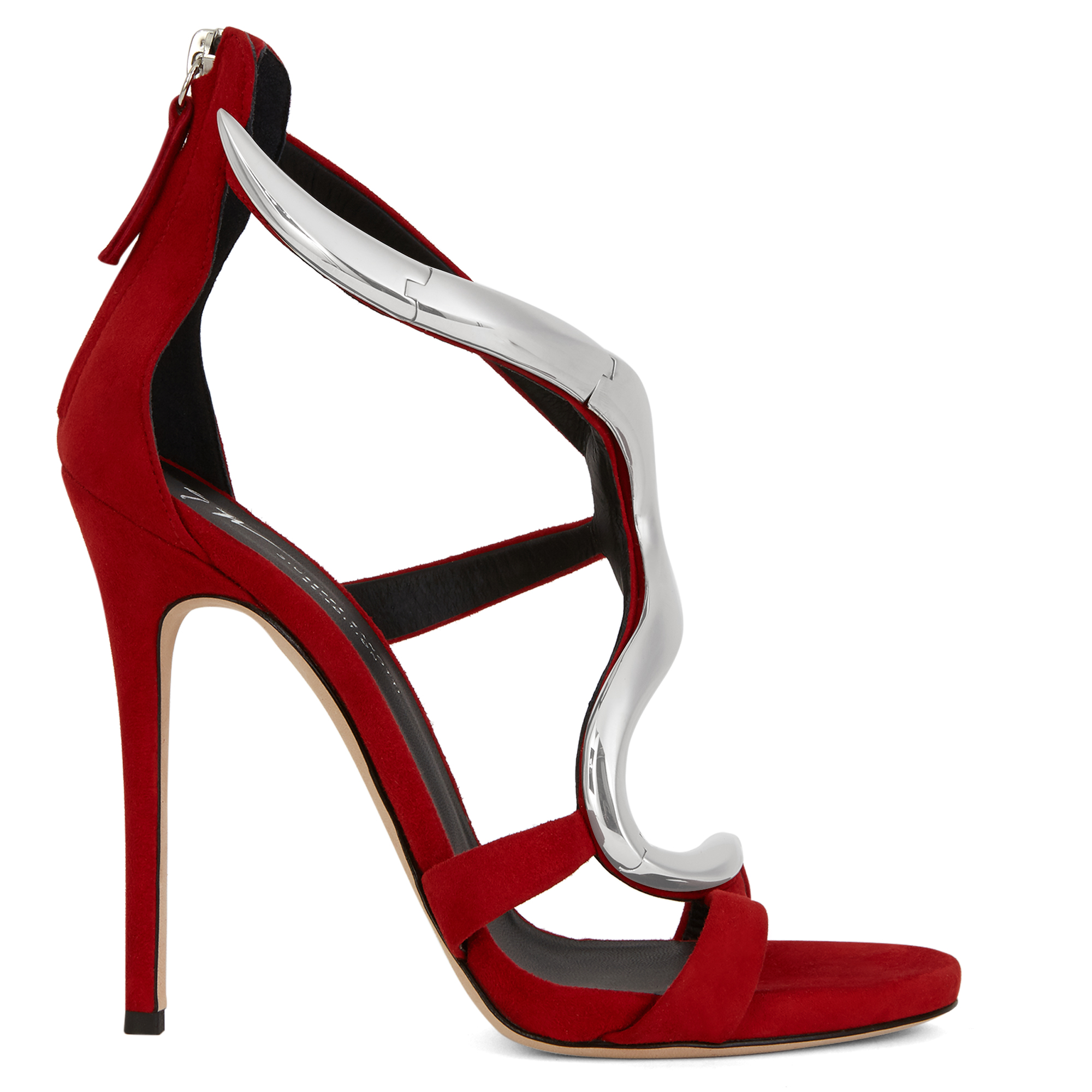 Giuseppe Zanotti Venere Metallic-snake Sandals In Red