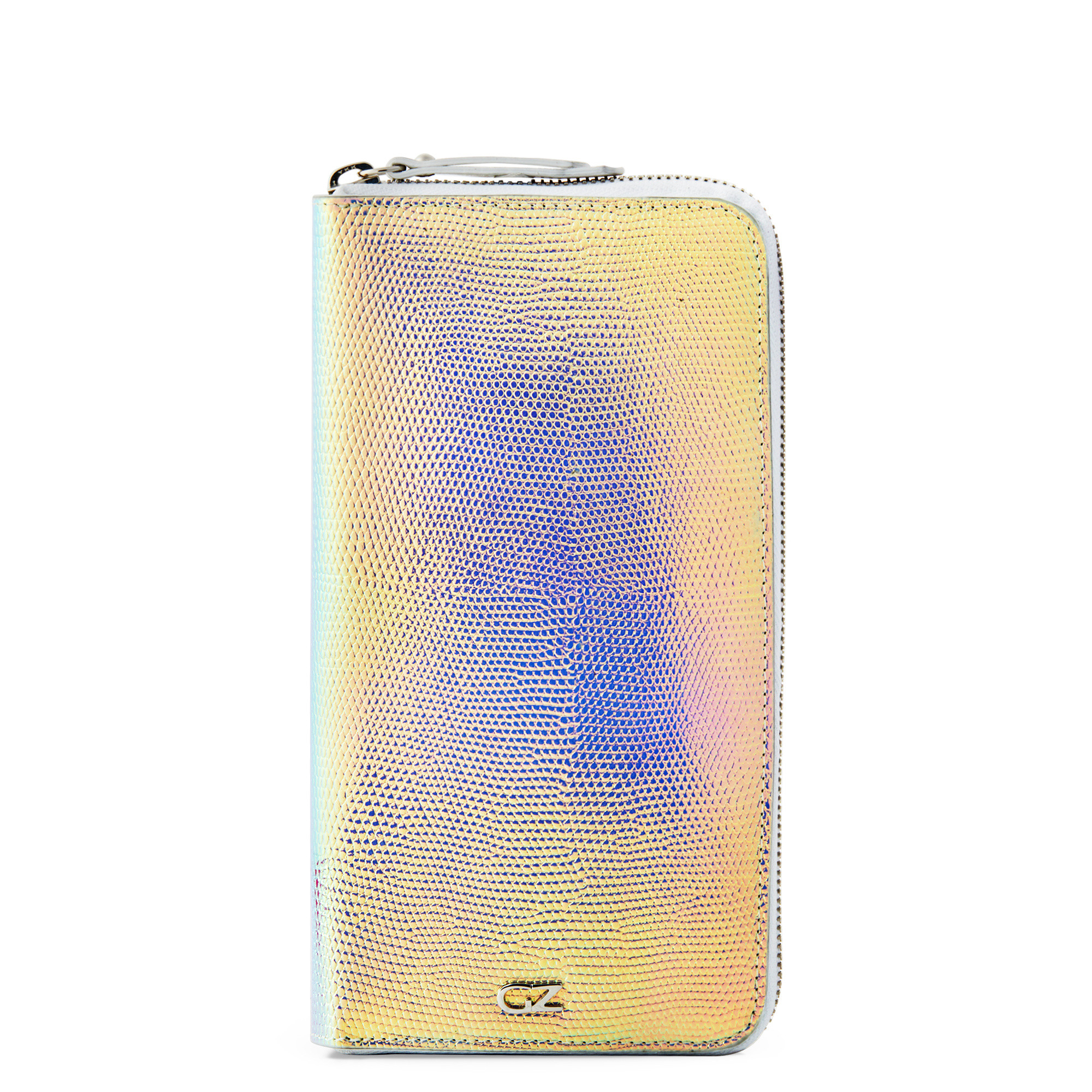 Giuseppe Zanotti Iridescent Effect Continental Wallet In Silver