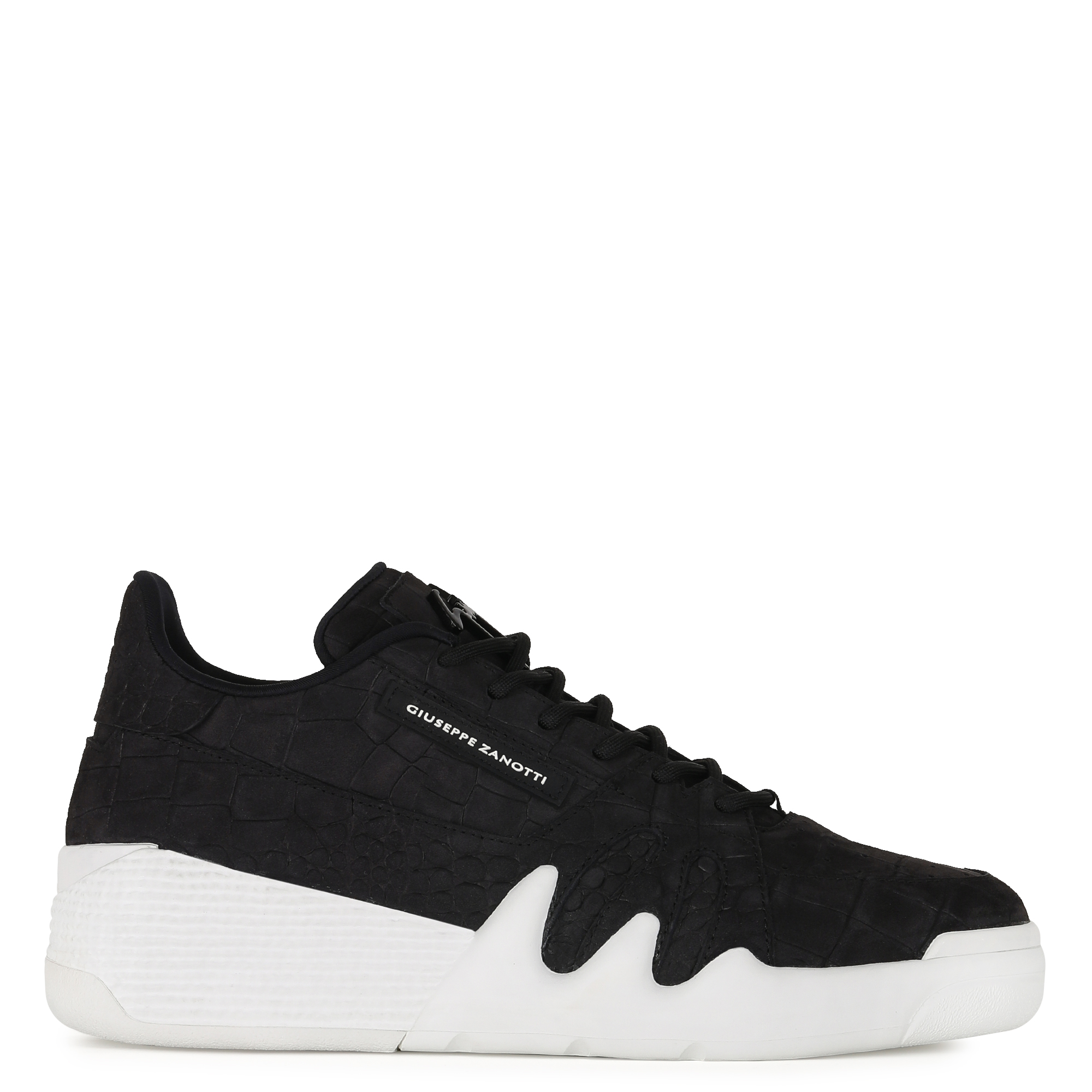 Giuseppe Zanotti Talon Croc-embossed Leather Low-top Trainers In Black