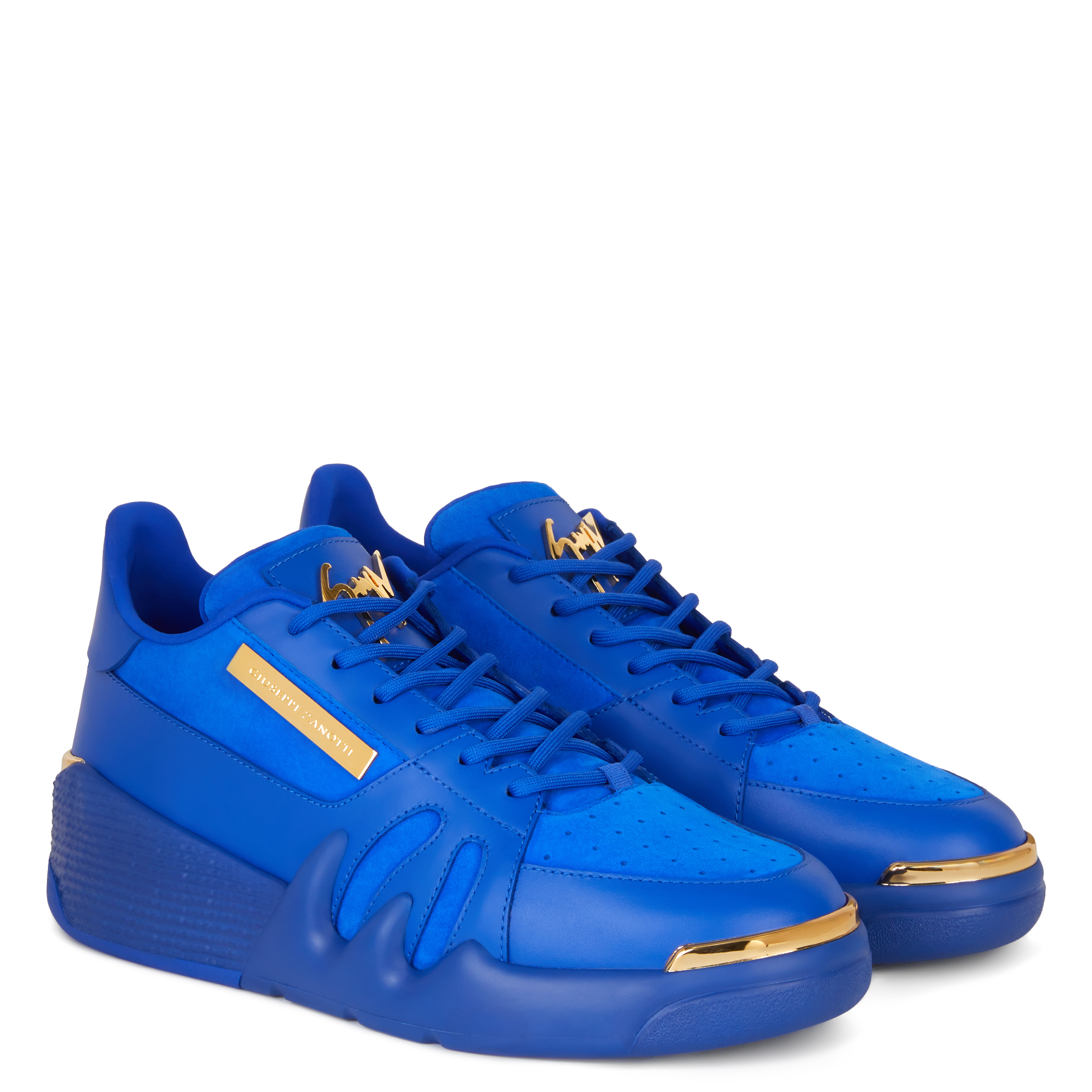 Giuseppe Zanotti Men's Talon Mix-leather Low-top Sneakers In Blue