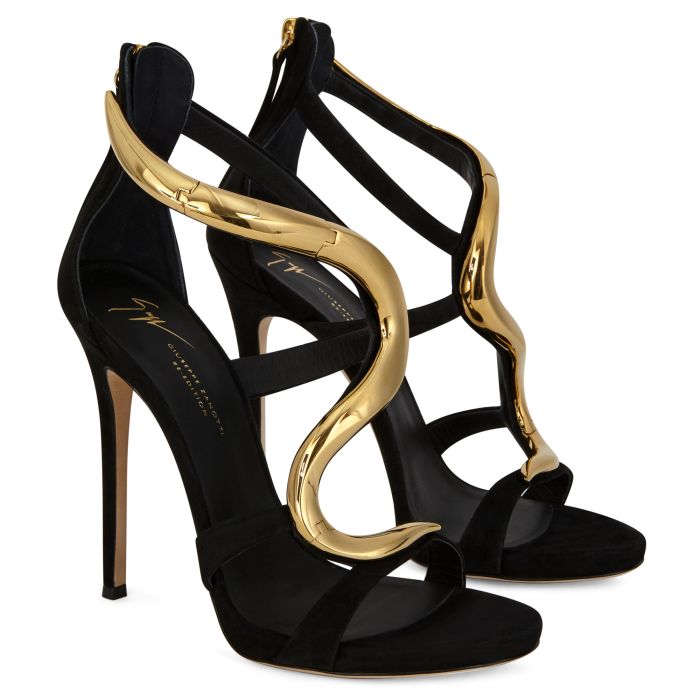 Black & Gold Flat Sandals – HEEL & BUCKLE LONDON