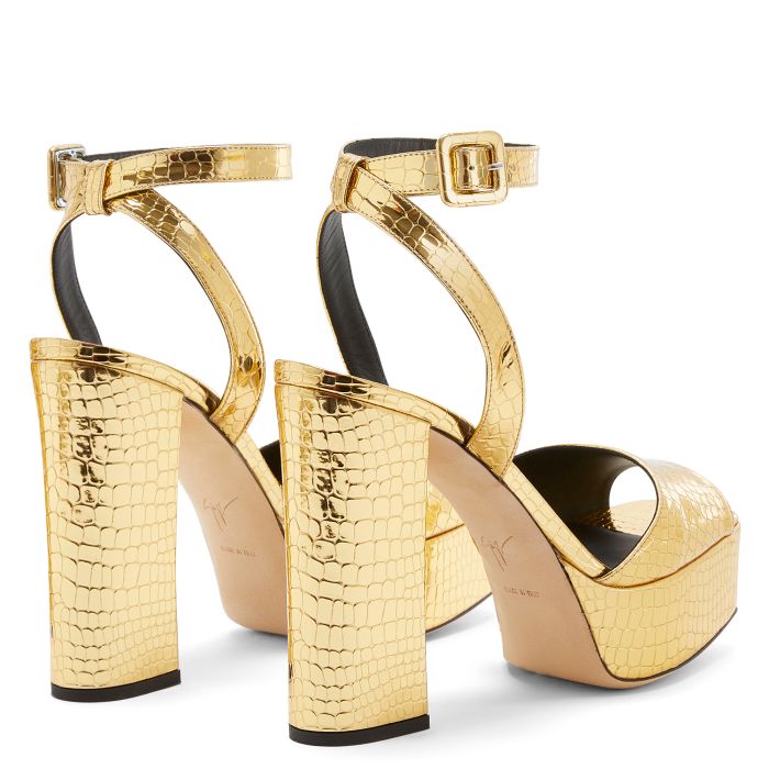 SEMPRE DI STOCKISTS Rizzo Platform Block Heels - Gold – Smoke & Mirrors  Boutique