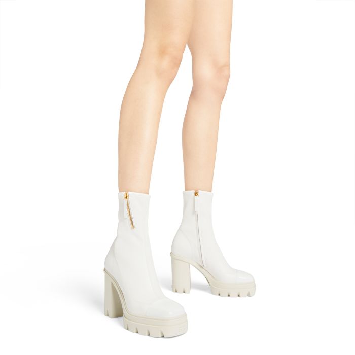 Unique Bargains Women's Round Toe Zipper Chunky Heels Ankle Boots White 7 -  Walmart.com