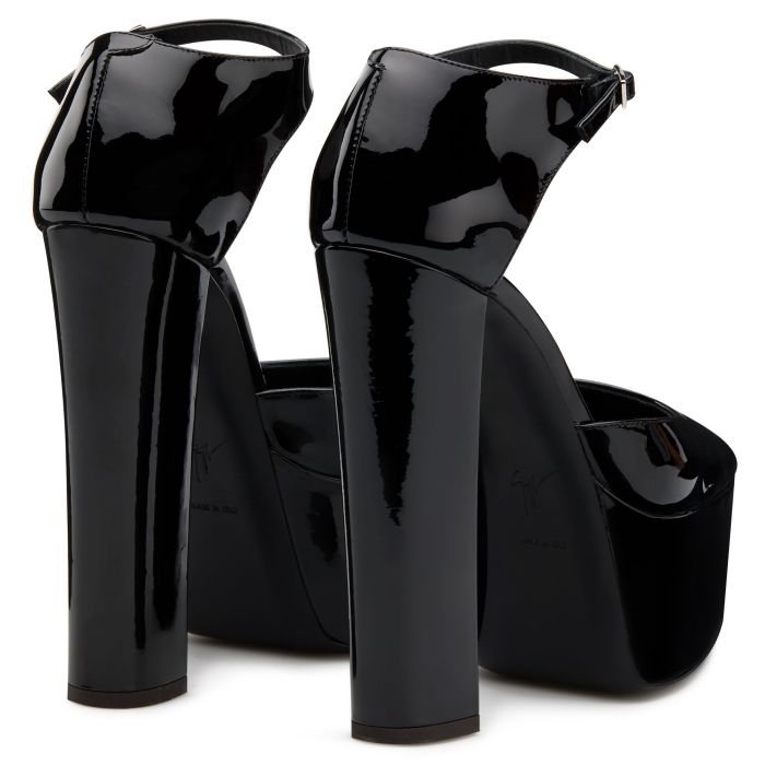 Retro Style Black Platform Heels For Women
