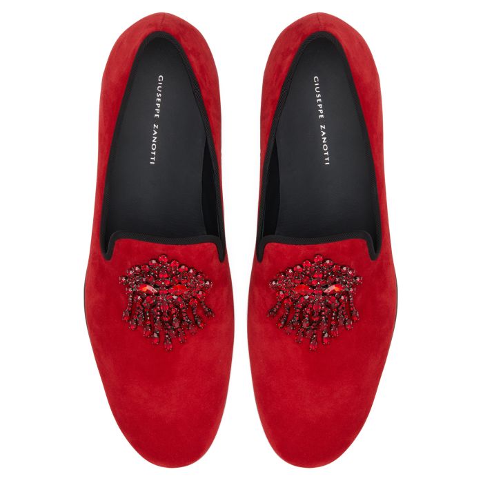 red giuseppe loafers