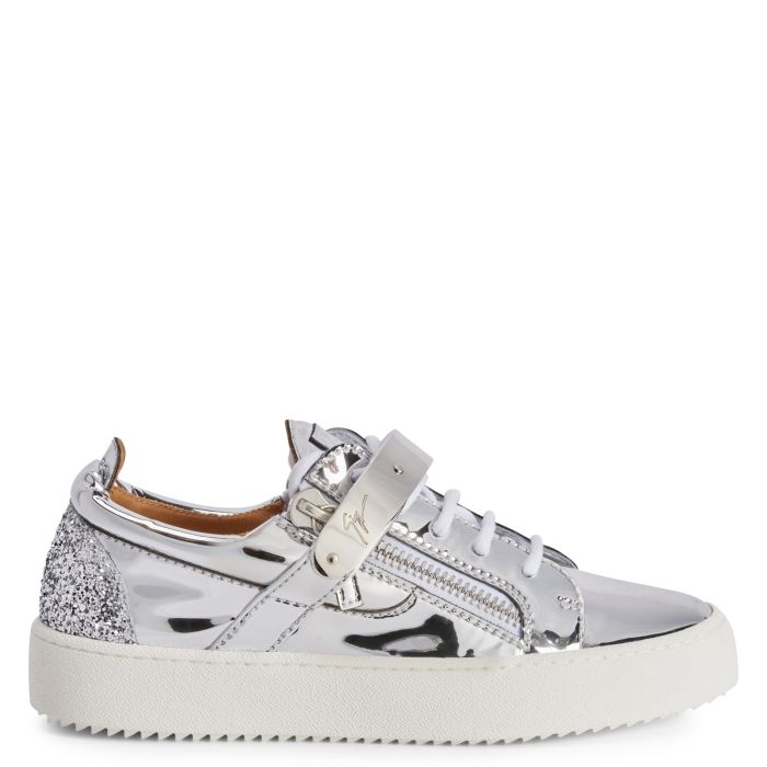 silver low top sneakers