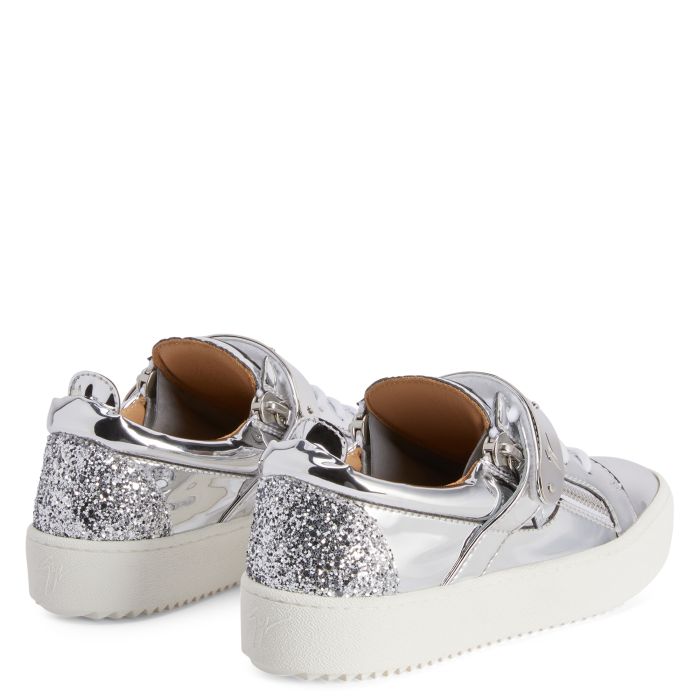 silver low top sneakers
