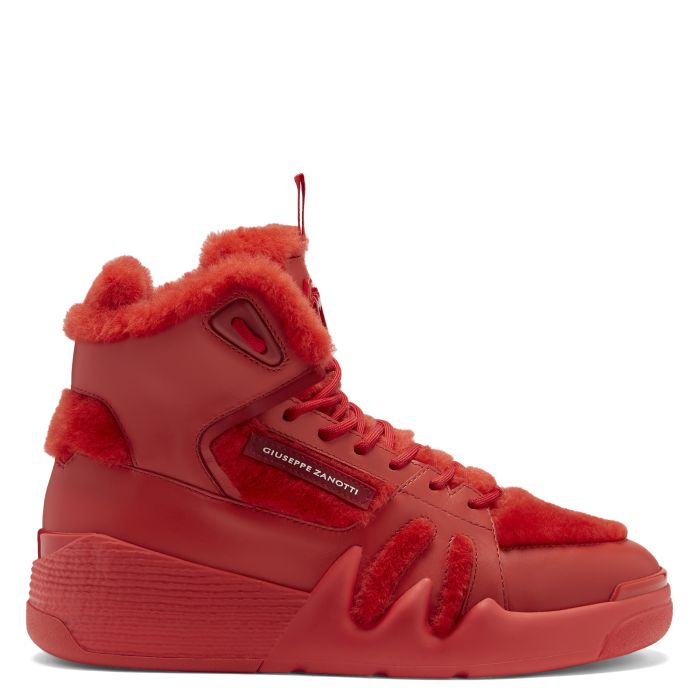 red mid top sneakers