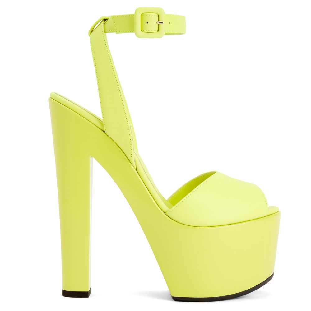 yellow chunky platform heels