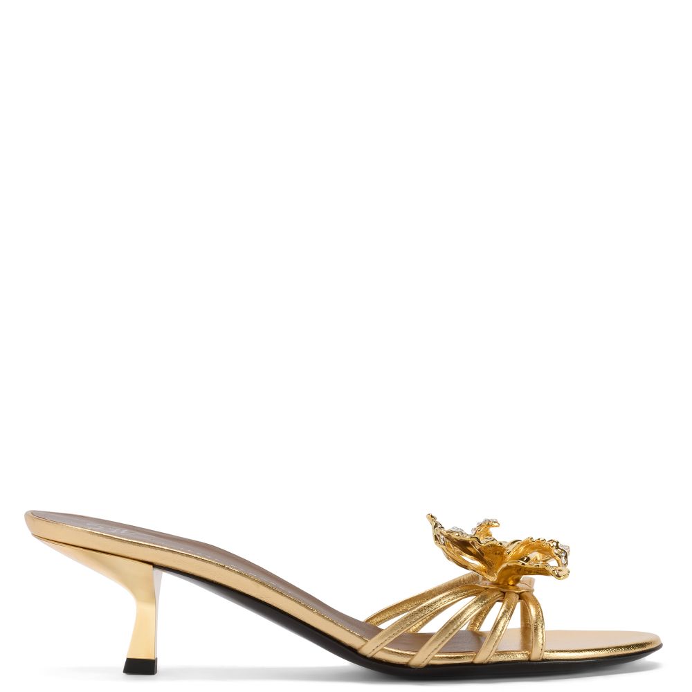 Giuseppe Zanotti ゴールドサンダル36定価205000 ORCHID CRYSTAL MULE 50