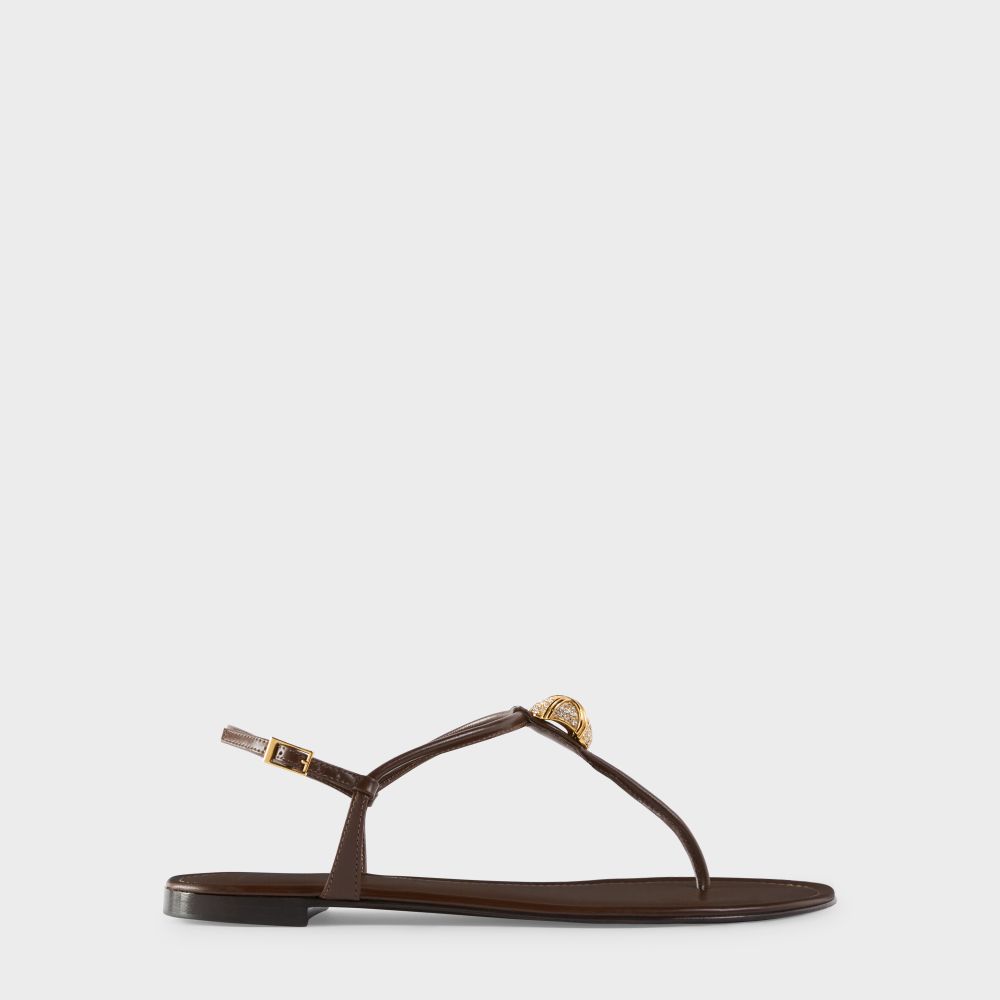 ミルクザノッティ　GOLD PLATE FLAT SANDAL 37DBR COCKTAIL FLAT