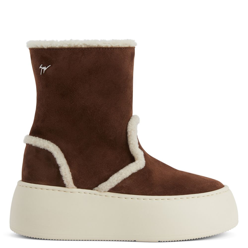 GZ LEAGUE FUR BOOTIE: Mid top sneakers Brown | Giuseppe Zanotti