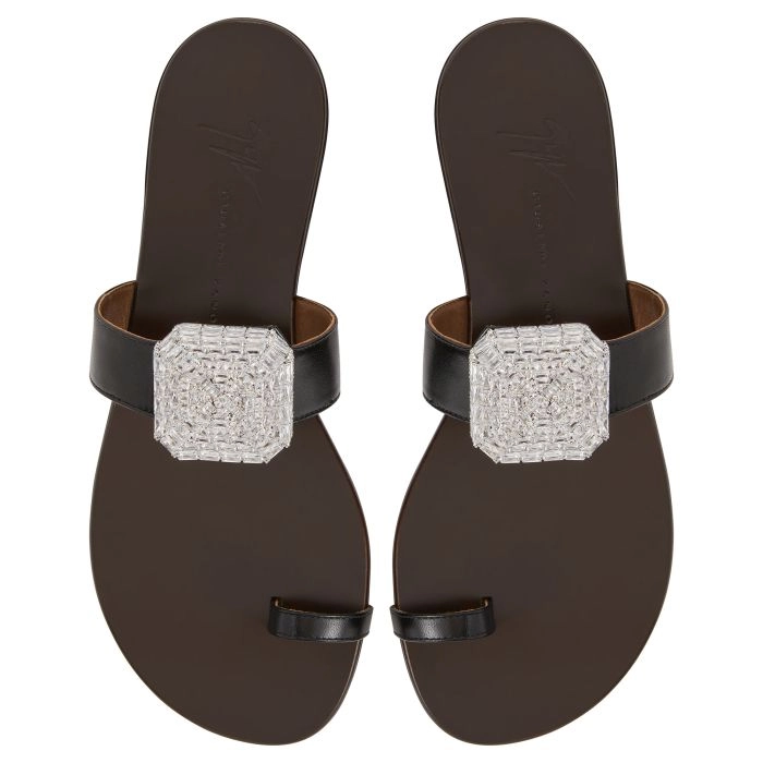 サンダル・ミュール Blahir Flat Sandals - Giuseppe Zanotti - Leather - Brown BLAHIR FLAT