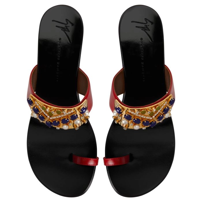 サンダル・ミュール GIUSEPPE ZANOTTI E500010 002 Sandals Giuseppe Zanotti Metallic Leather Ankle-Strap Sandals