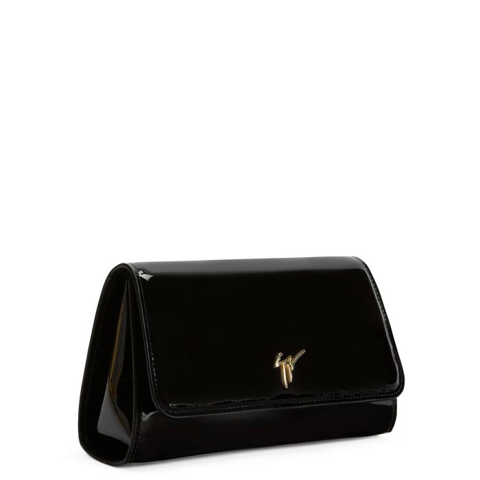 Pochette Brevet GIUSEPPE ZANOTTI Noire Femme PZ7 - Neuve Avec étiquettes