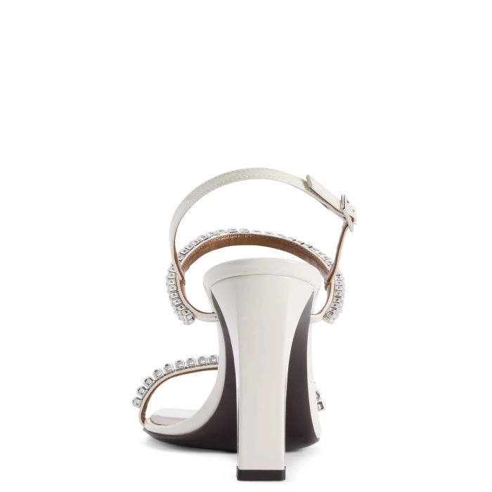 サンダル・ミュール Giuseppe Zanotti Rhinestone-Embellished White Sandals With ERWAN