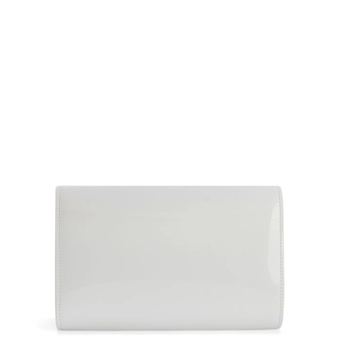 クラッチバッグ White Satin Signature Bow Ruffle Clutch White Satin Clutch - Bow Clutch - Handle Clutch - Crossbody