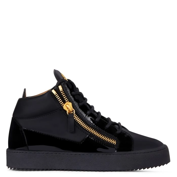 ジッパー付きレザースニーカー 36 U ミッドトップ ブラック - KRISS | Giuseppe Zanotti